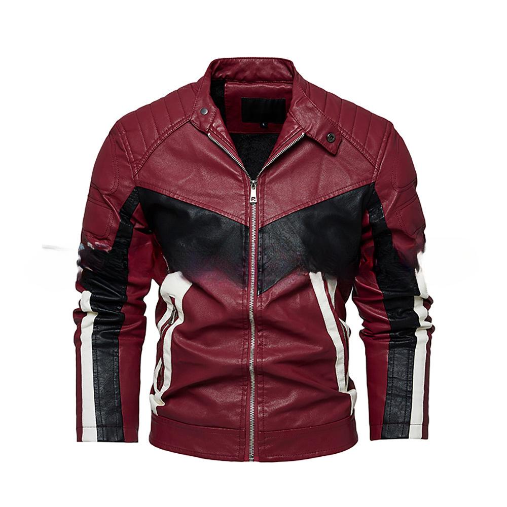 Fleece Lederjacke Herren Mantel Drei Farben Optional Mode Lederjacke Herren 3XL