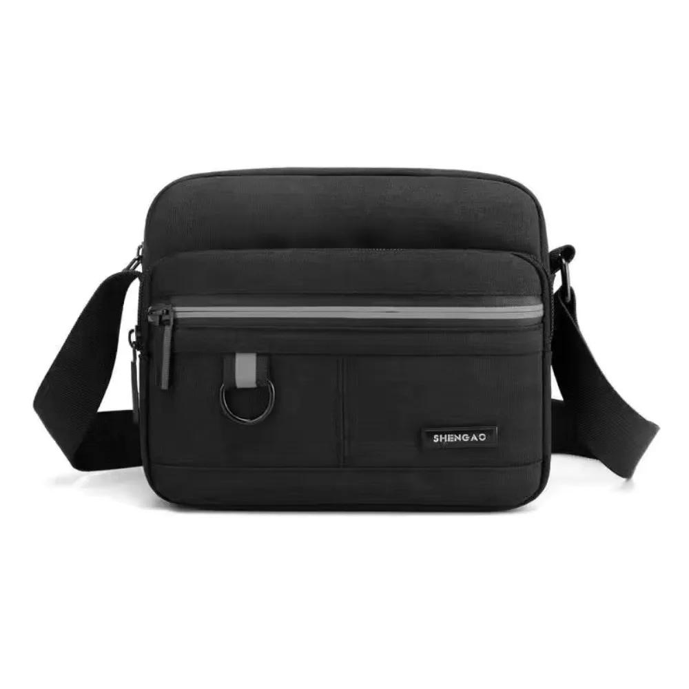 Einfarbige Nylon-Umhängetasche Herren Umhängetaschen Lässig und Modisch Retro-Tasche Business-Umhängetaschen für Herren Handtasche black