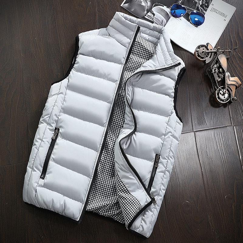 Herren Weste Ärmellos Wintermode Casual Slim Mantel Markenkleidung Westen Baumwolle Gefütterte Herrenweste Herren Weste Große Größe 4XL graue