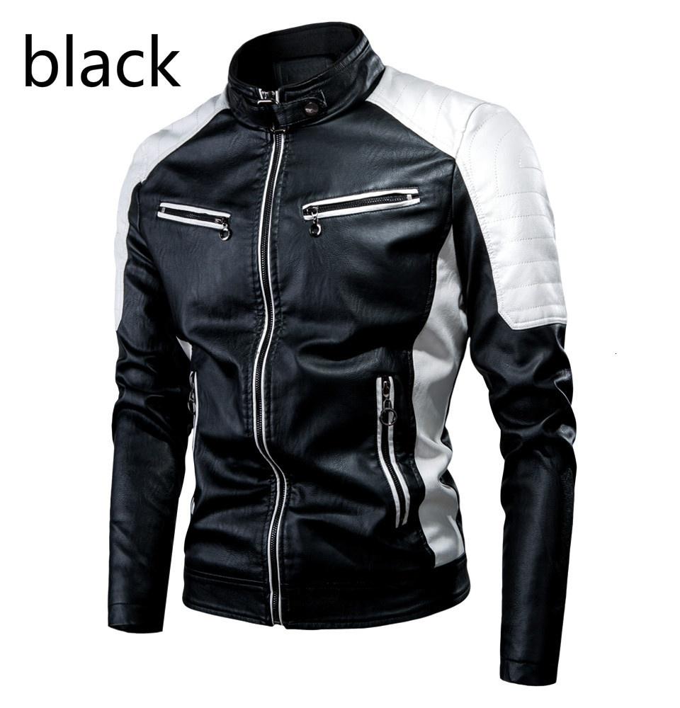 Warme Lederjacke Jacke Herren Tops Herren Casual Motorrad Nähte Wolle Lederjacke Herrenmode Lokomotive Retro 5XL schwarz