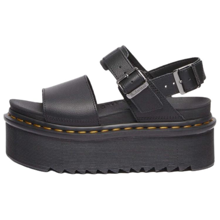 DR. Martens Voss Leder Modetrend Einriemen-Sandalen 4,5 cm Unisex-Sandalen Schwarz 31537001 39