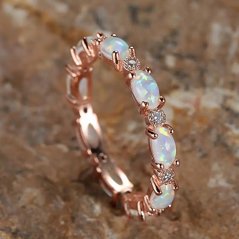 Huitan Verlobungsringe aus Opalimitat für Frauen, Statement-Finger-Accessoires, Alltagskleidung, Party-Chic, Mädchenringe, Geschenk, Modeschmuck 8 brown