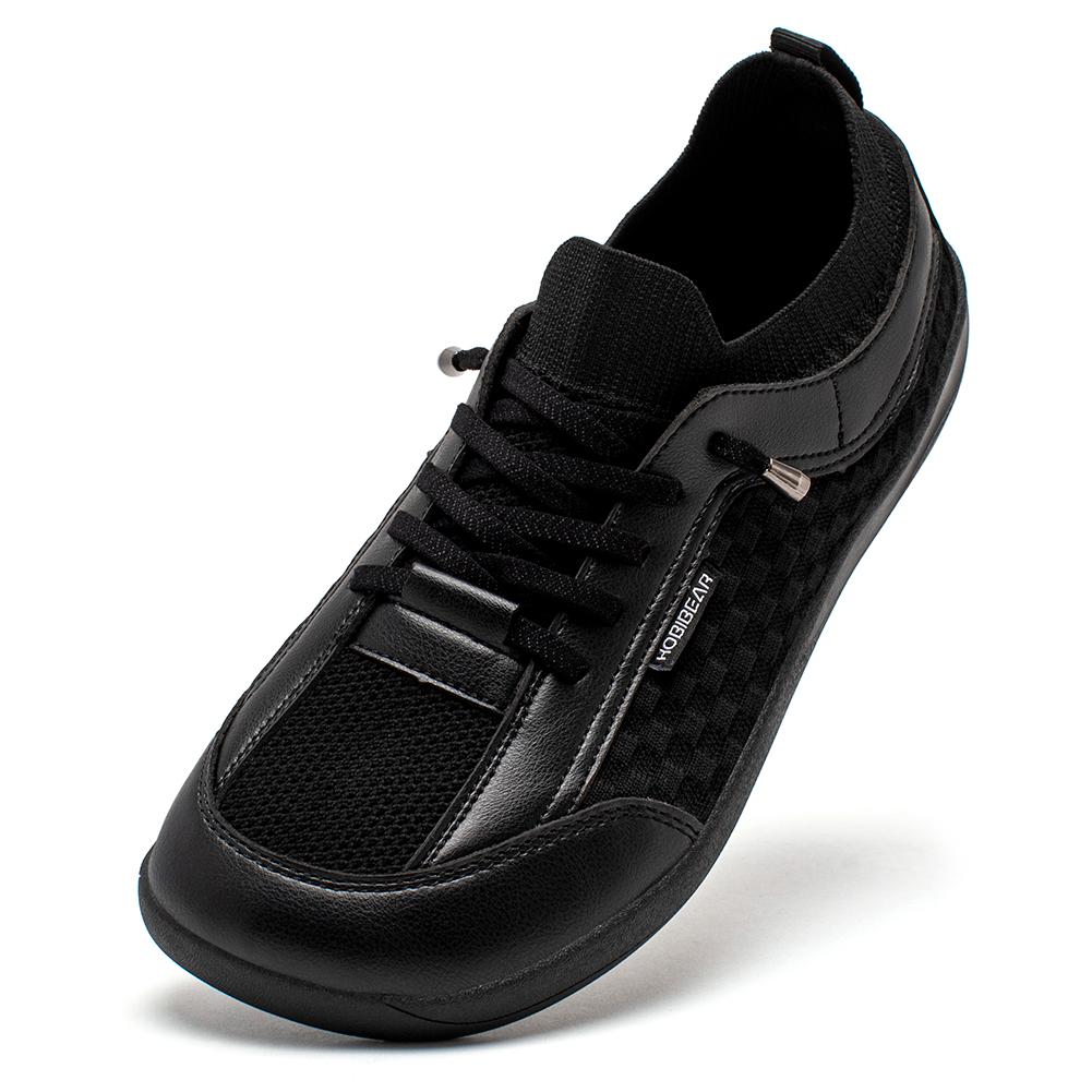 Herren Barfußschuhe Damen Slipper Weite Zehen Walking Sneaker | Nullabsatzsohle | Leichte Atmungsaktive Minimalistische Schuhe 43 schwarz
