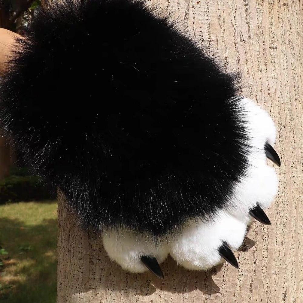 Verdickte Katzenpfoten-Fäustlinge Quietschende Cosplay-Handschuhe Neue Pelzige Handschuhe Requisiten schwarz