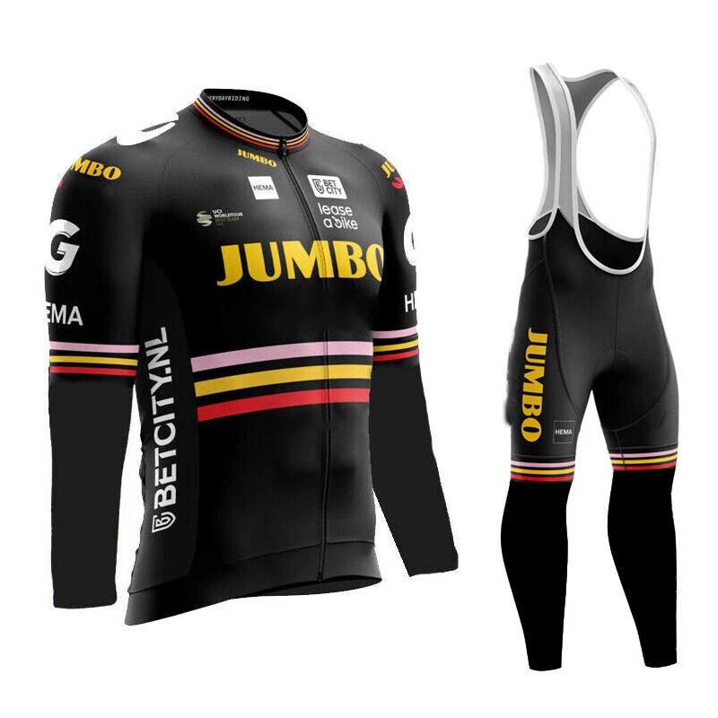 Jumbo Team Herbst Langarm Neu Racing Frühling Lang Radtrikot Set Fahrrad Radfahren Fahrradbekleidung Uniform Ropa Ciclismo 4XL