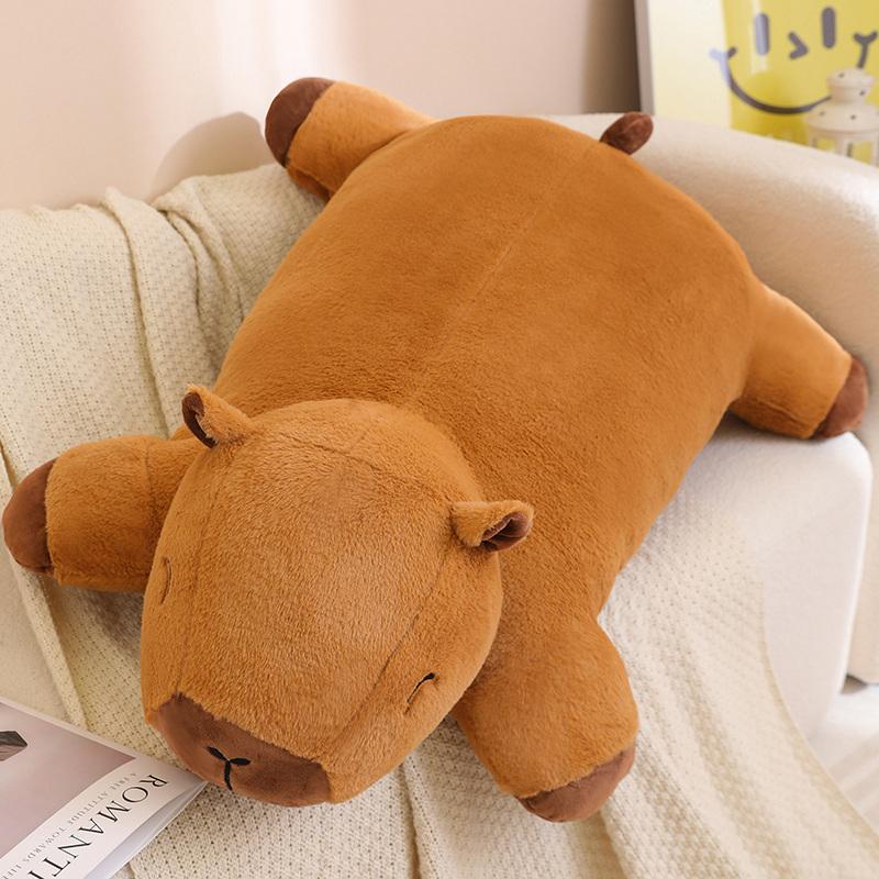 Riesiges Großes Capybara Plüschmatte Gefülltes Riesiges Capybara Boden Faules Sofakissen Reitpferd für Kinder Geburtstag Dekorative Deko Spielzeug about 50-60cm brown