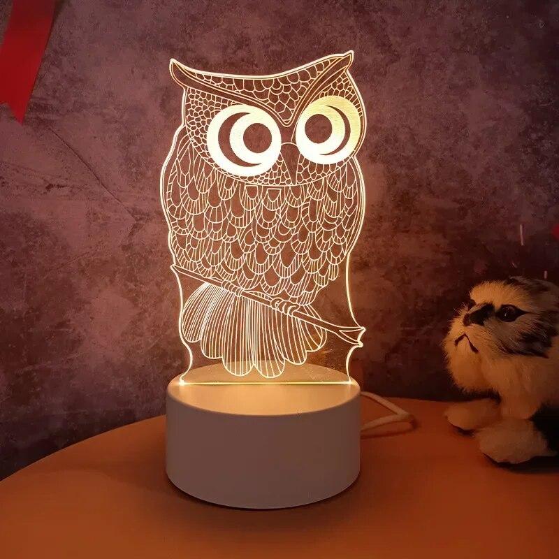 3D-Lampe, Acryl-LED-Nachtlichter, Bär, Dinosaurier, Kind, Nachtlicht, LED für Schlafzimmer, Dekoration, Weihnachtsdekoration, Hochzeit, Party, Gastgeschenke USB Warm Light graue