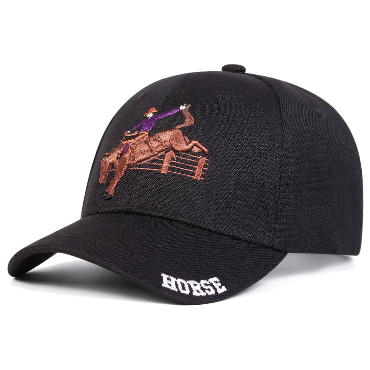 Unisex Reiten Stickerei Baseballkappen Frühling Herbst Outdoor Verstellbar Lässige Hüte Sonnenschutzhut black