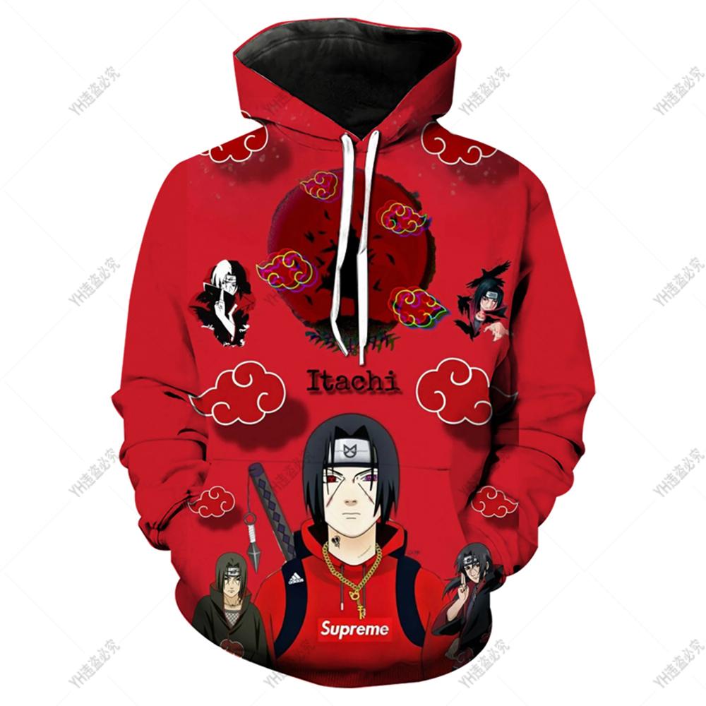 Naruto-Kapuzenpullover für Kinder, Kinderkleidung, langärmlige, lockere Kleidung, lässiges Oberteil, japanischer Anime, 3D-bedruckter Kapuzenpullover für Jungen und Mädchen L red