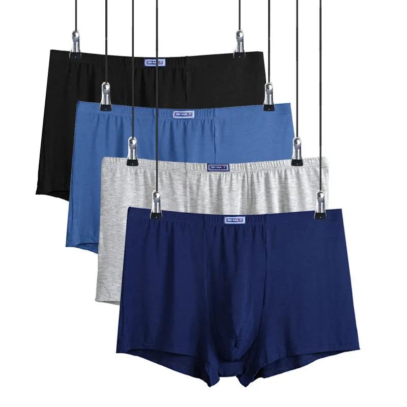 4PCS Plus Fett Plus Größe männer Hohe Taille Unterwäsche Fett Vier-ecke Tiefem Schritt Atmungs Lose Plus größe Boxer Shorts 5XL