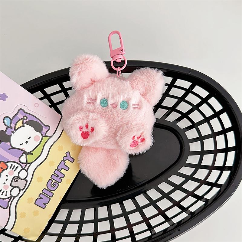 Quietschender Langschwanz-Katzen-Plüsch-Schlüsselanhänger, süßer, weicher ausgestopfter Katzen-Schlüsselring, Taschenornamente, Kawaii-Katzen-Plüschpuppe, Schlüsselanhänger 3