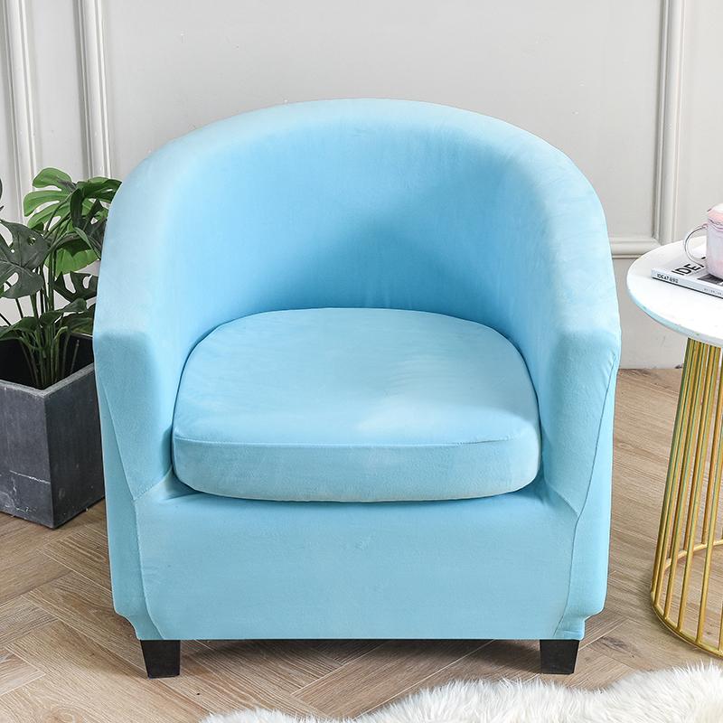 Samt-Stuhlhussen für Club-Sessel, Stretch-Sofa-Schonbezug, abnehmbarer Couchbezug für Wanne, Bartheke, Wohnzimmer, 2 Stück/Set aqua blau