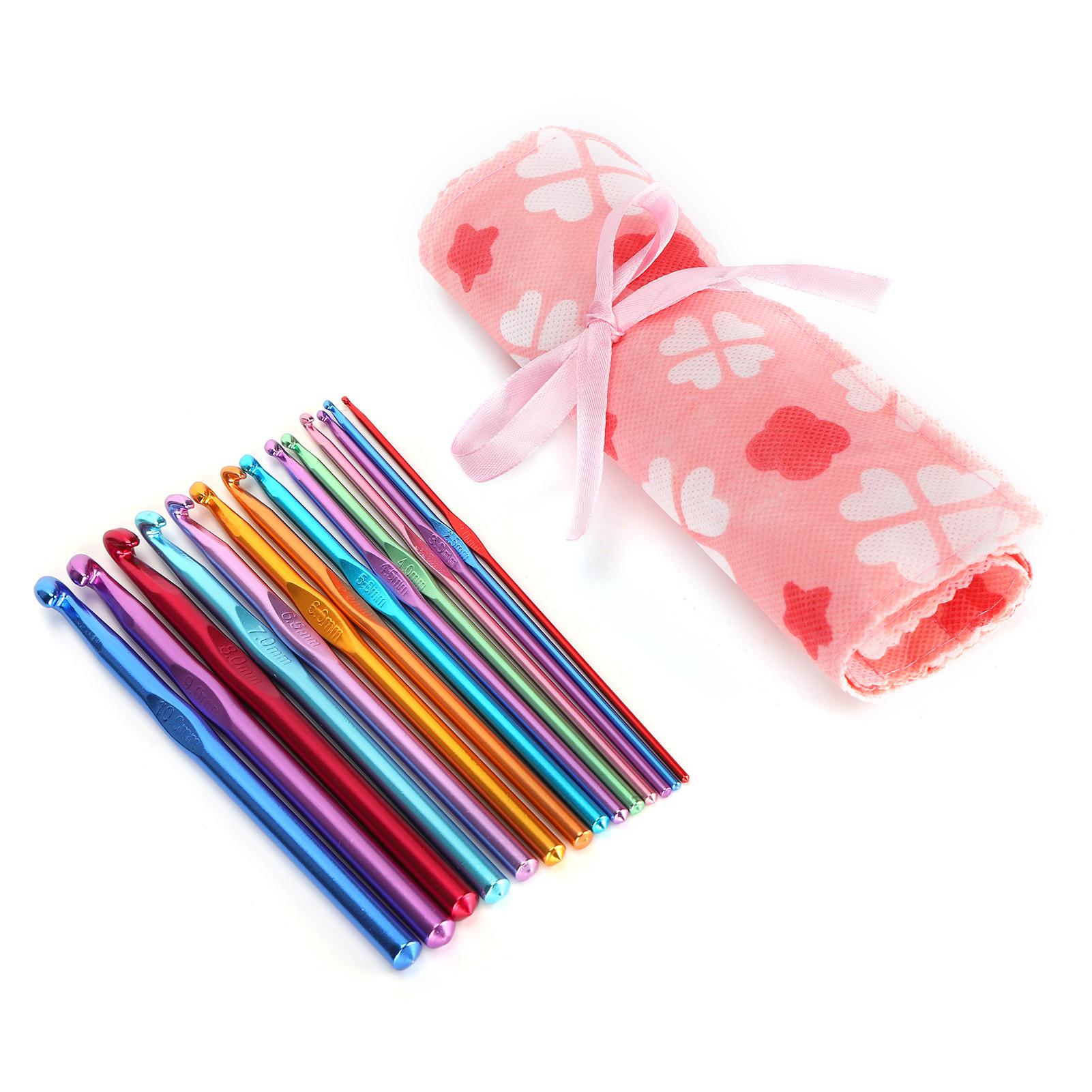 14 Stück Häkelnadel Set Aluminiumoxid Weben Nähen Stricknadel Set mit Aufbewahrungstasche