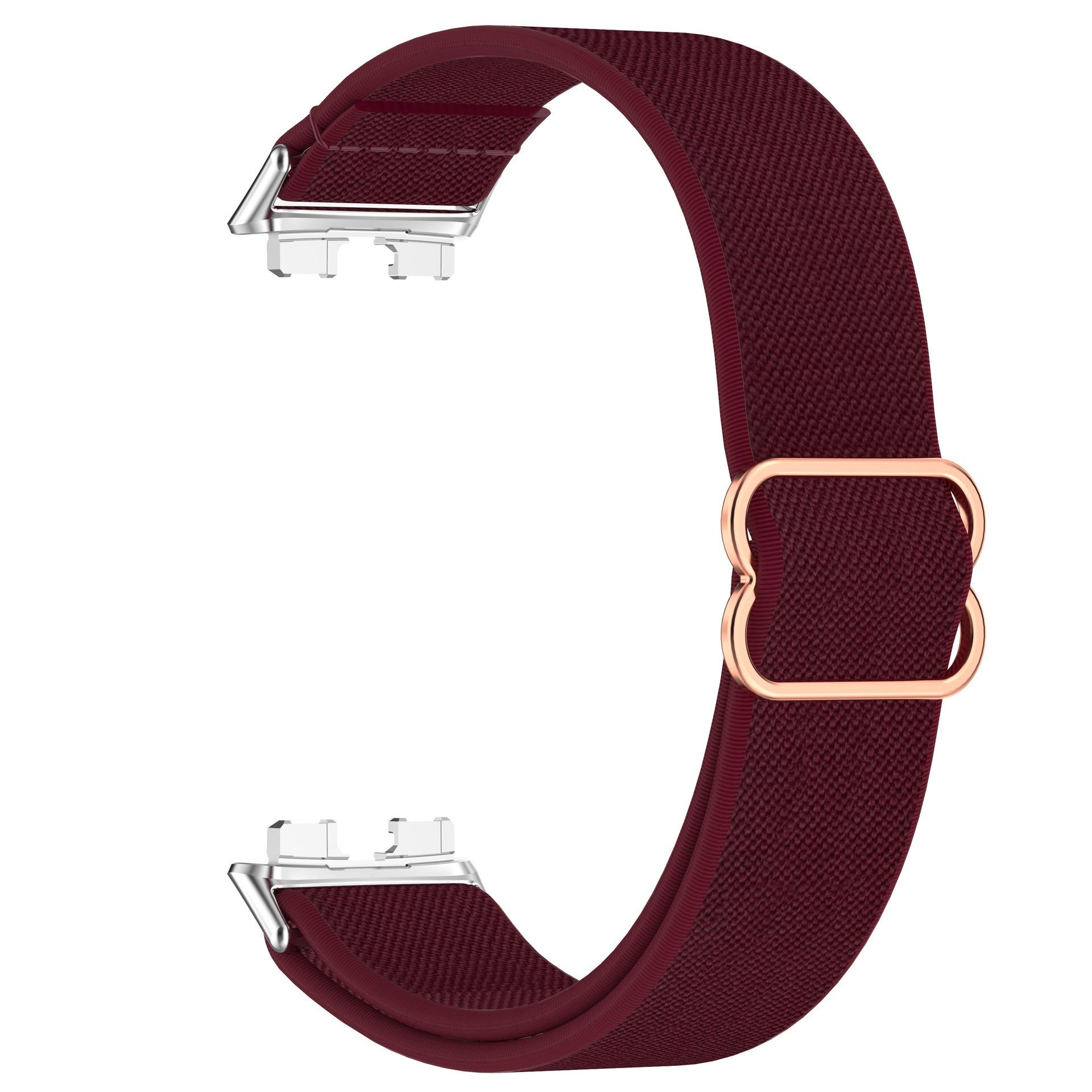 Geflochtenes Nylonarmband für Huawei Band 10 9 8 NFC-Armband Elastisches Uhrenarmband für Huawei Band 10 9 8 NFC-Bandabdeckungszubehör For Huawei band 10 wein rot