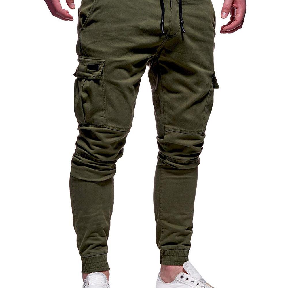 Herbst Winter Dreidimensionale aufgesetzte Tasche Skinny Hose Kordelzug Elastische Sporthose Baggy Hose Lange Freizeithose Jogginghose L grün