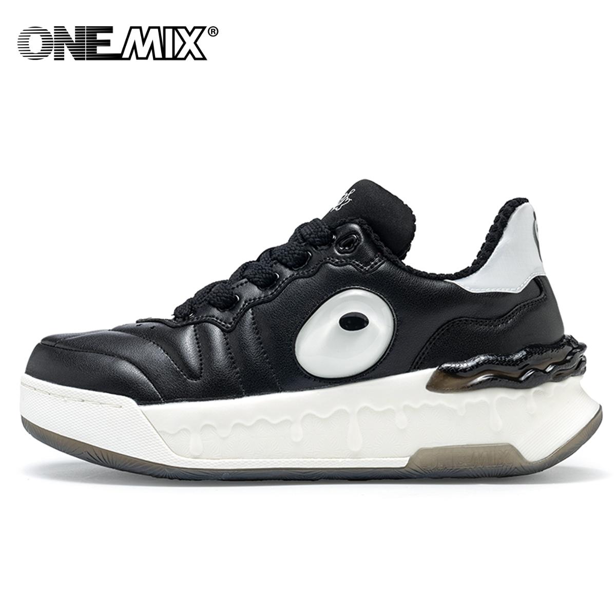 ONEMIX Panda Atmungsaktive stoßdämpfende Casual Board Schuhe Männer Board Schuhe Weiche Bequeme Herbst Skateboard Sport Schuhe 43 schwarz