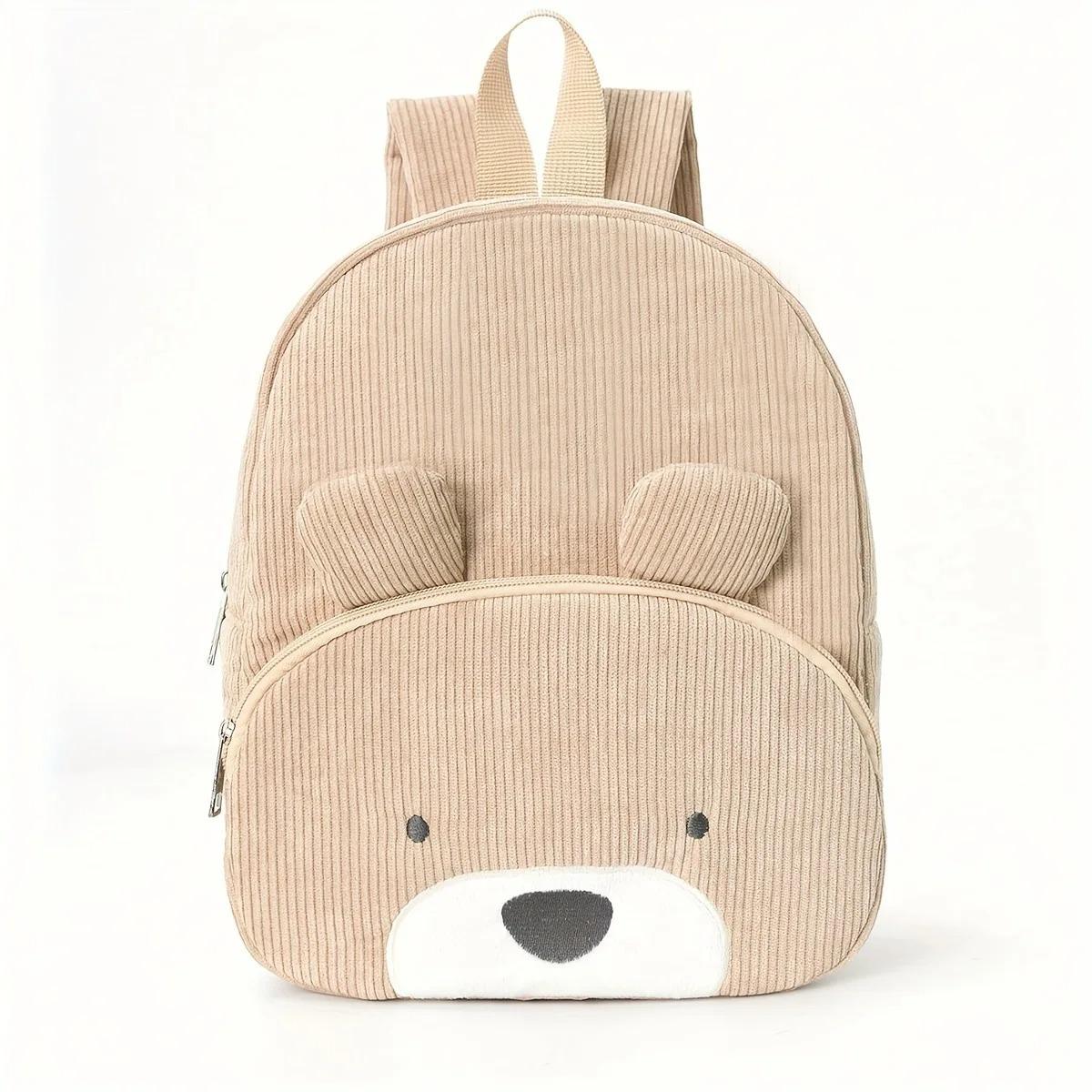 Personalisierter Name Kleinkind Cartoon Rucksack Cartoon Bär Cord Große Kapazität Rucksack Bestickter Name Rucksack Niedliche Plüschtasche