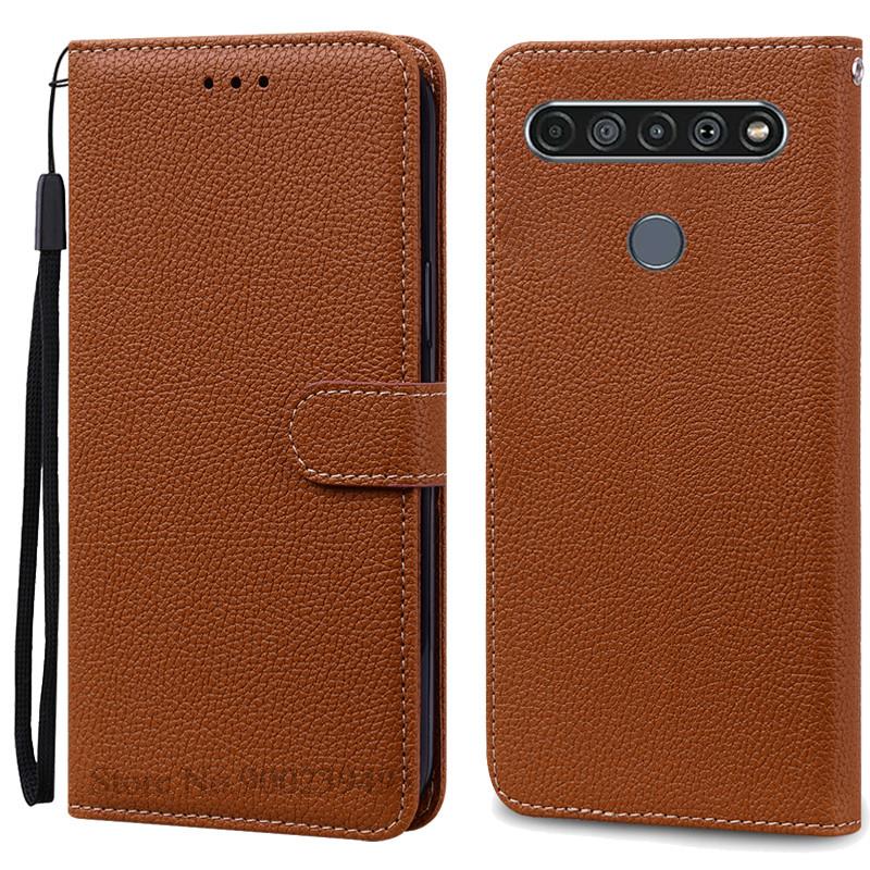 Für LG K61 Hülle Weiche Silikon Leder Brieftasche Flip Case Für LG K61 Hülle Coque Für Fundas LG K61 LGK61 K 61 Handyhüllen Schale for LG K61 braun
