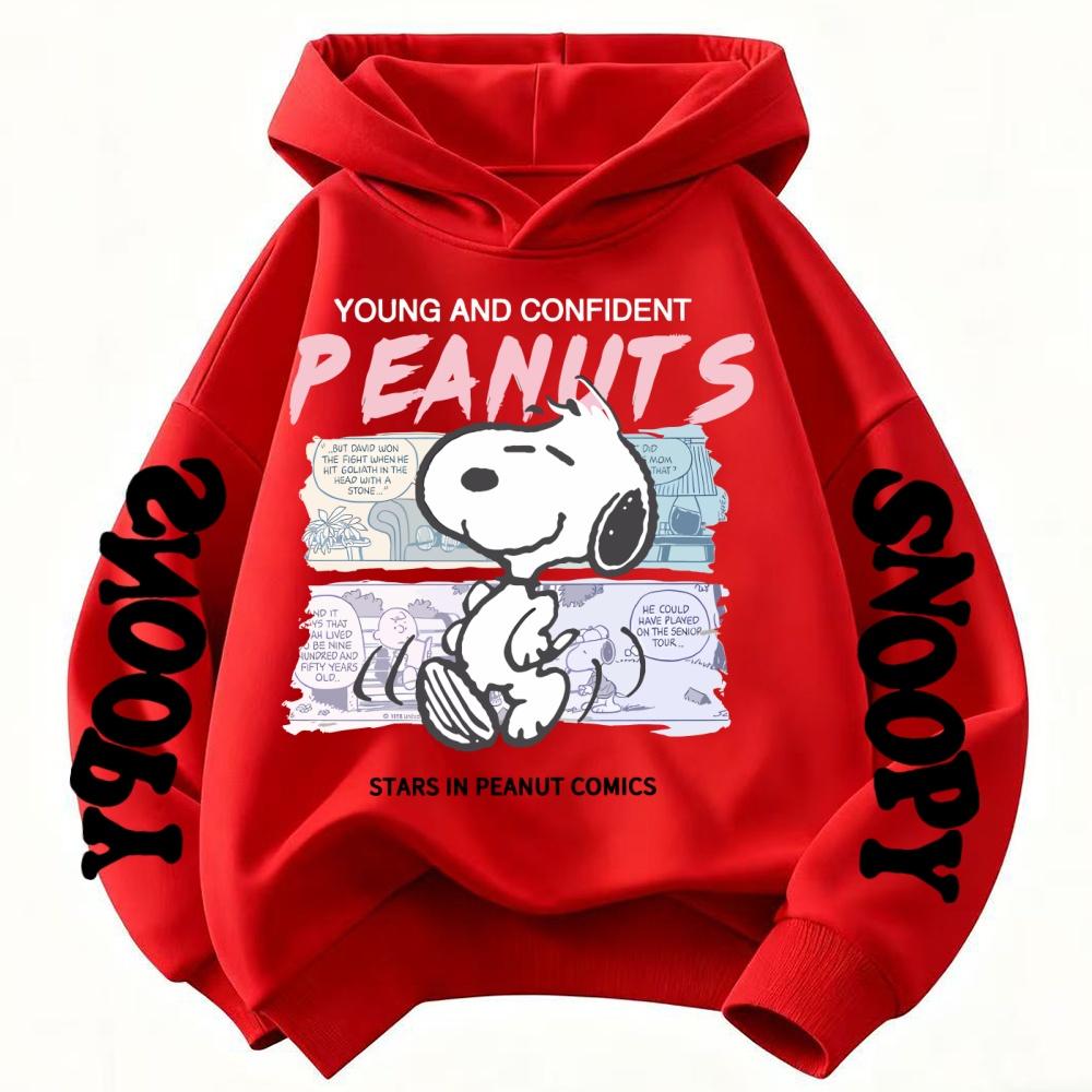 Herbstmode Kinder-Hoodies, Coole Snoopy-Cartoon Jungen- und Mädchen-Hoodies, Lässige Kinderbekleidung Oberteile 140 red