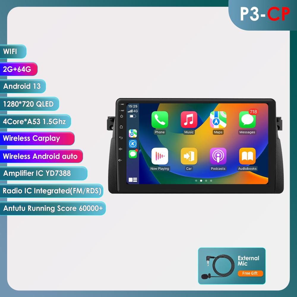 Hizpo Carplay 4G-LTE 1Din Android Auto Radio für BMW E46 M3 318/320/325/330/335 Auto Multimedia GPS 2din Autoradio Navi 1 Din GPS DSP Audio Head Unit XL 4Core 2G 32G