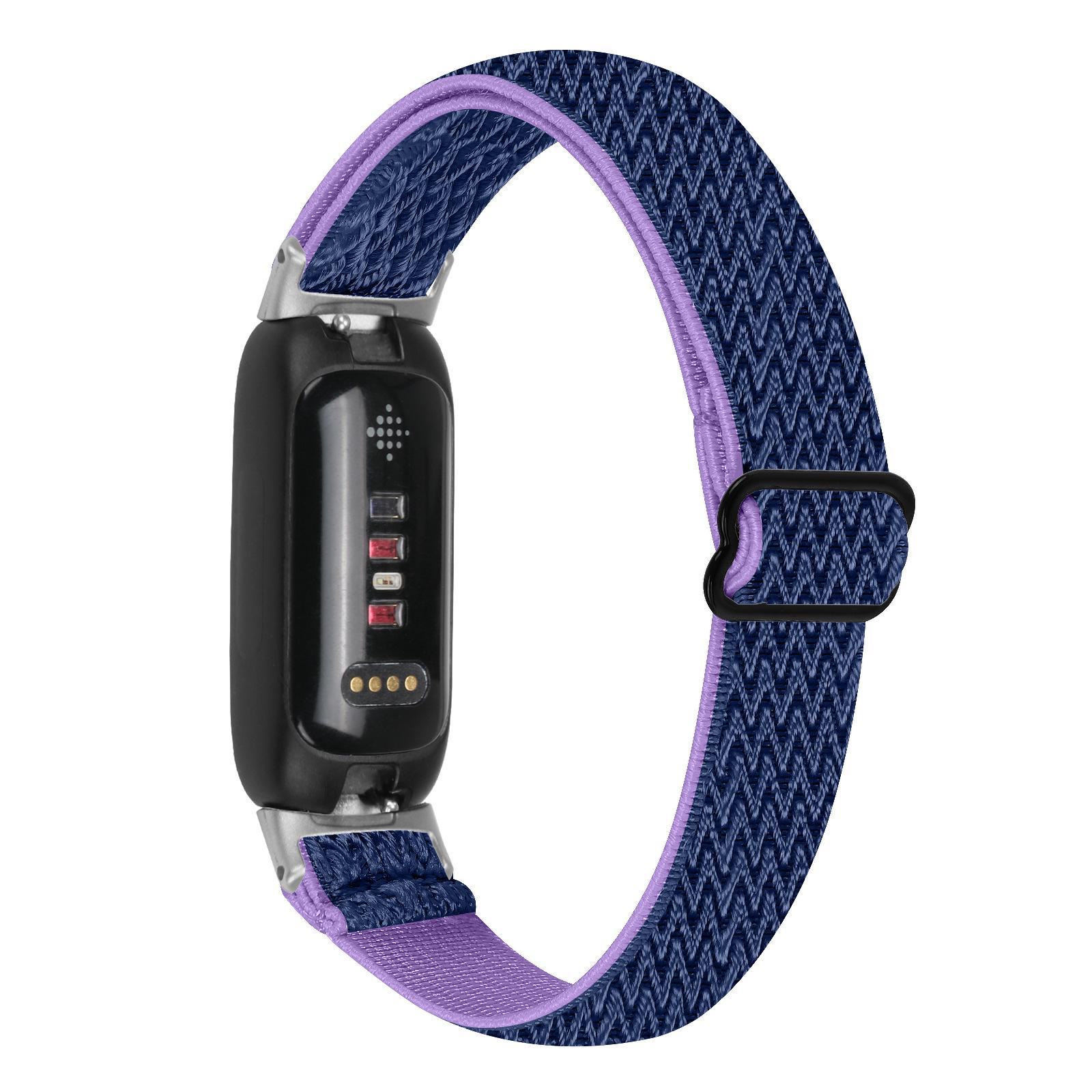 Fitbit Inspire 3 – verstellbares elastisches Armband mit Fischgrätenmuster und einer Schlaufe inspire3-black head violett/blau
