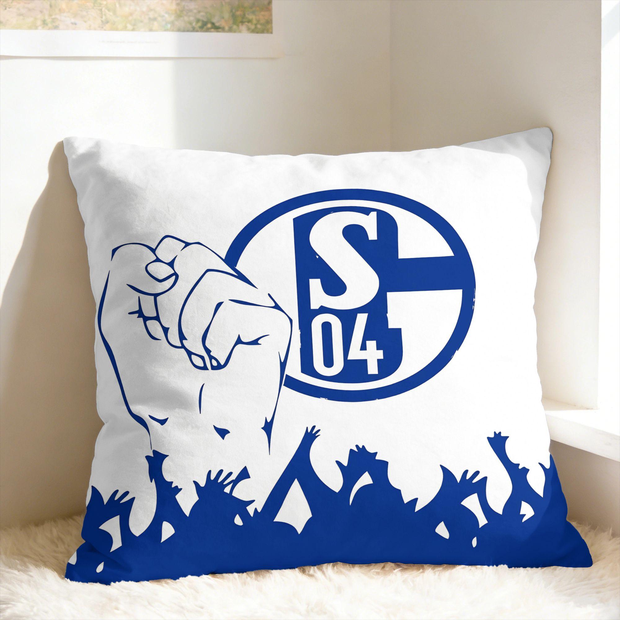 S-Schalke 04 Team Kissenbezug Druck Kissenhülle Modische Kissenbezüge für Büro Auto Heimdekoration Peach skin 35*35(CM)-1Pcs
