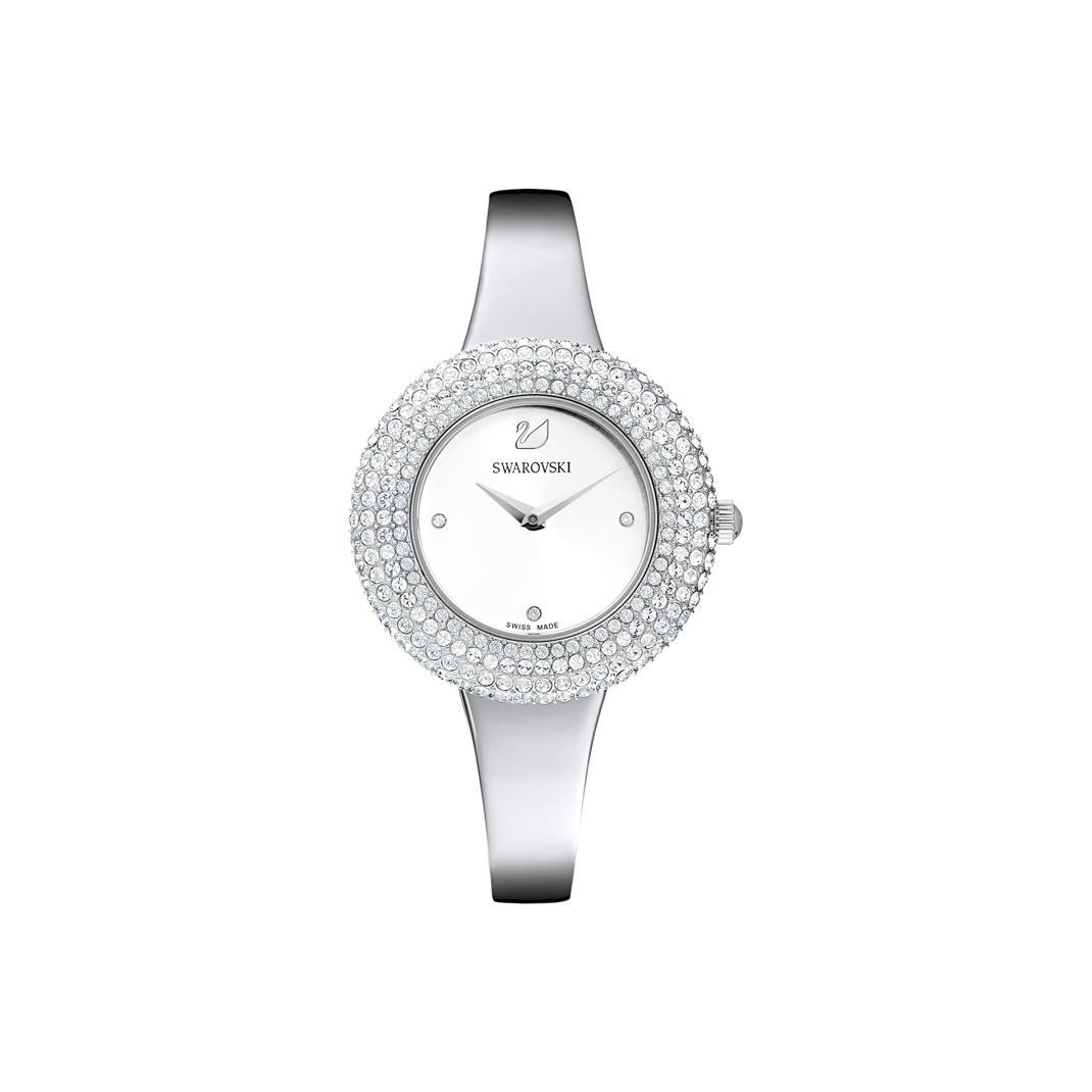 Swarovski Kristall Rose Serie Uhr Quarzwerk Edelstahlarmband Weißes Zifferblatt Damenuhren Silber 5483853 Silver Dial