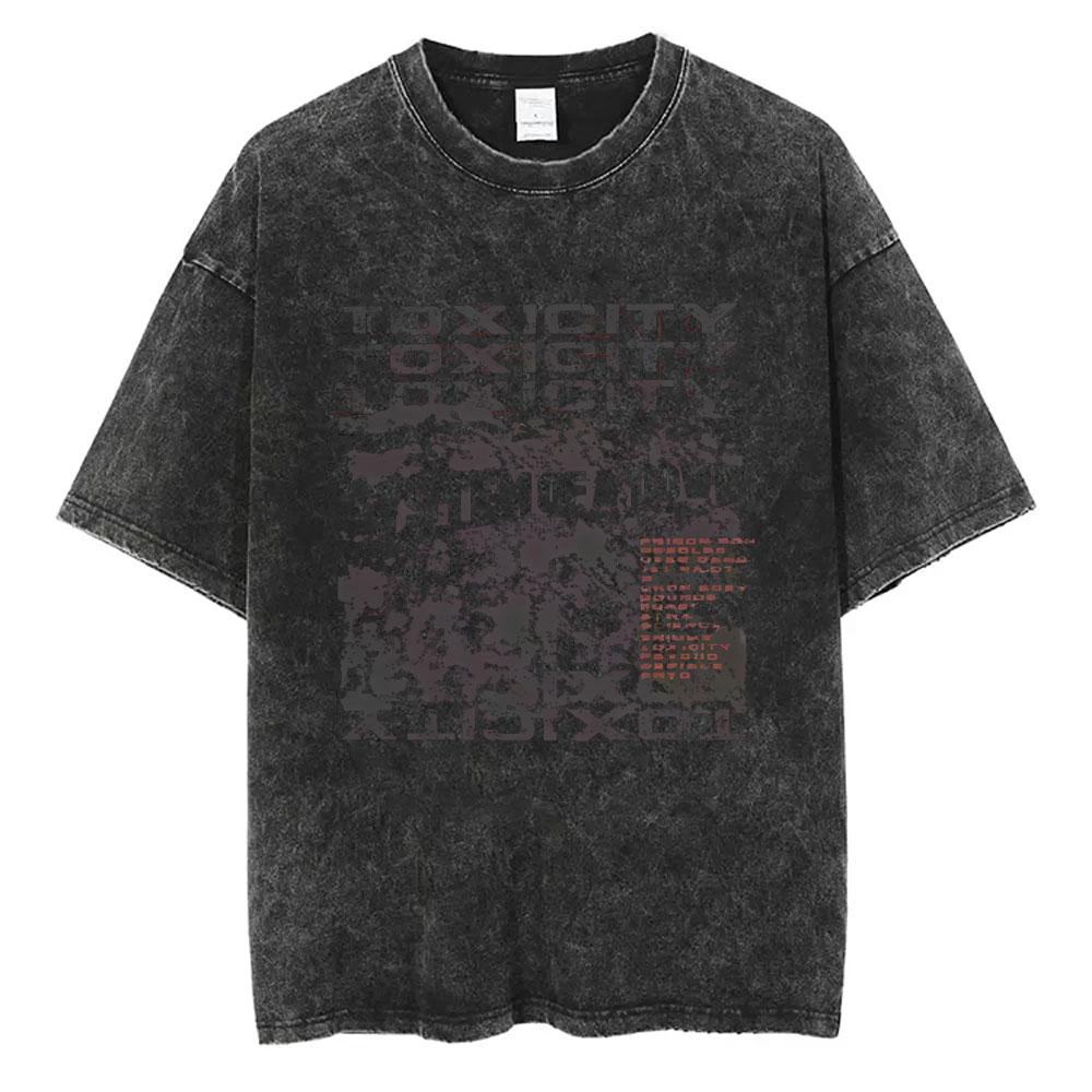 Gewaschenes Vintage System of A Down Toxicity T-Shirt Skelett Grafik T-Shirts Herren Damen s Vintage Rock Alternative Metal T-Shirts M