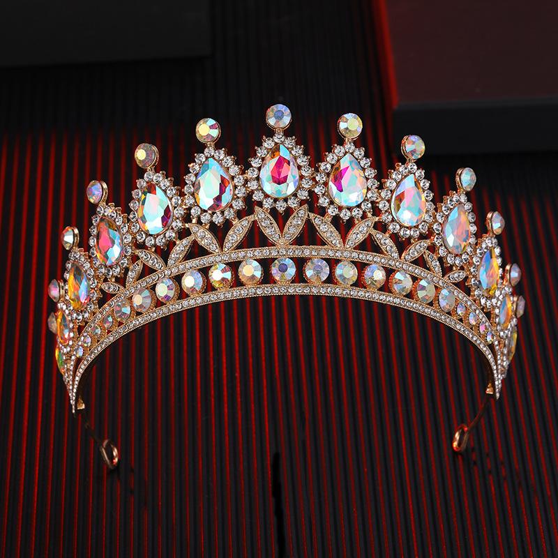 Barock Retro Schwarz Luxuriöse Krone Braut Kopfschmuck Hochzeitskleid Geburtstag Weibliche Krone Kuchen Krone brown