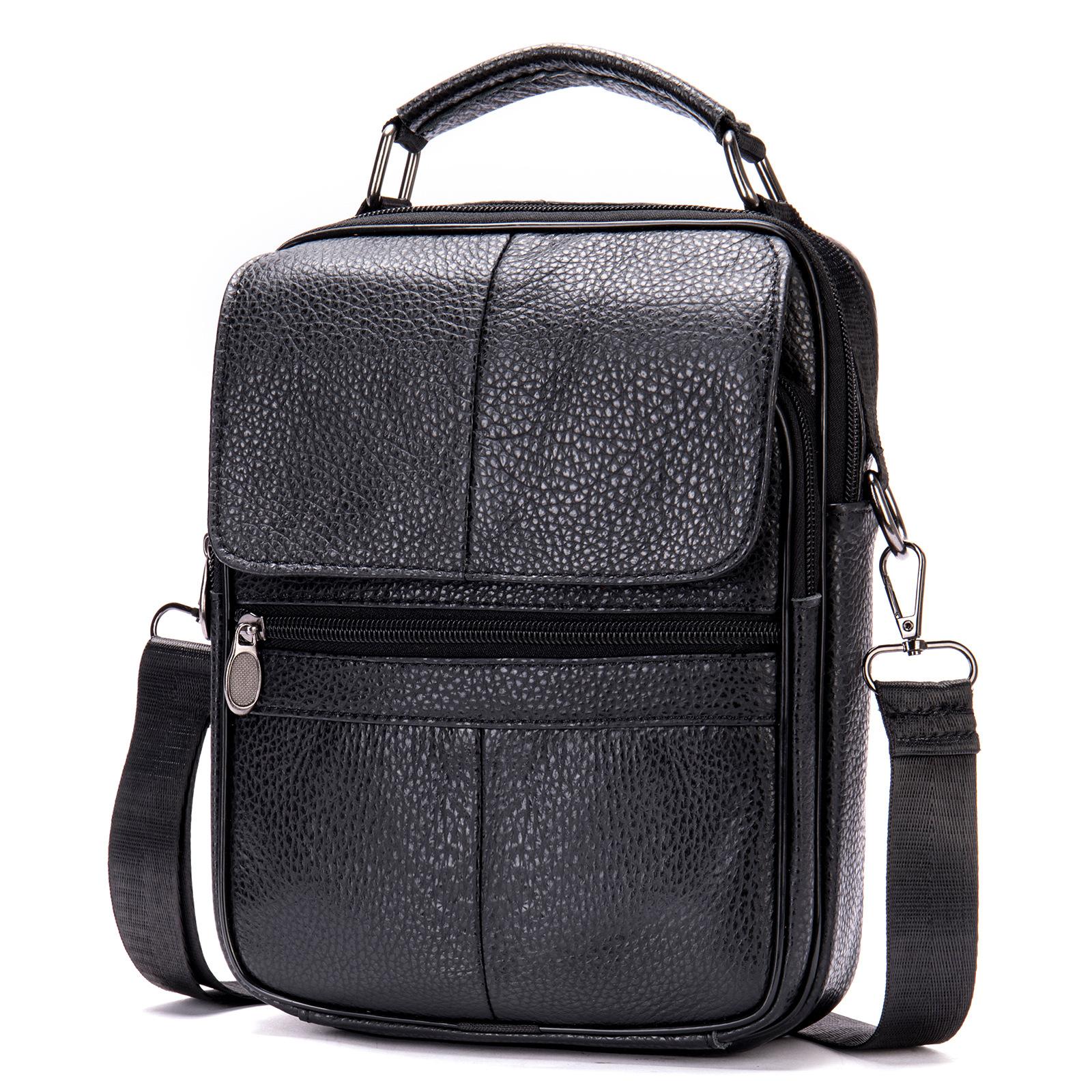 Echtes Leder Herren Taschen Casual Business Rindsleder Umhängetaschen Schultertaschen schwarz
