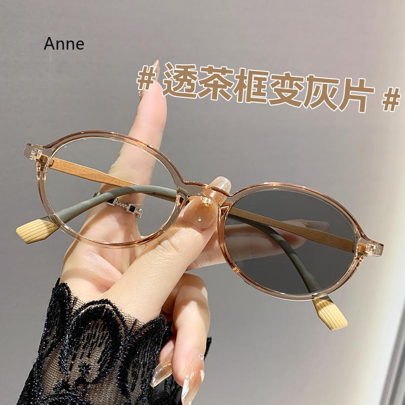 Trendy Smart-Sonnenbrille mit ovalem Rahmen, Farbwechsel-Myopie-Brille für den Außenbereich, Anti-Blaulicht-Brille mit Minus-Dioptrien für Damen, 1,5–2,5 0