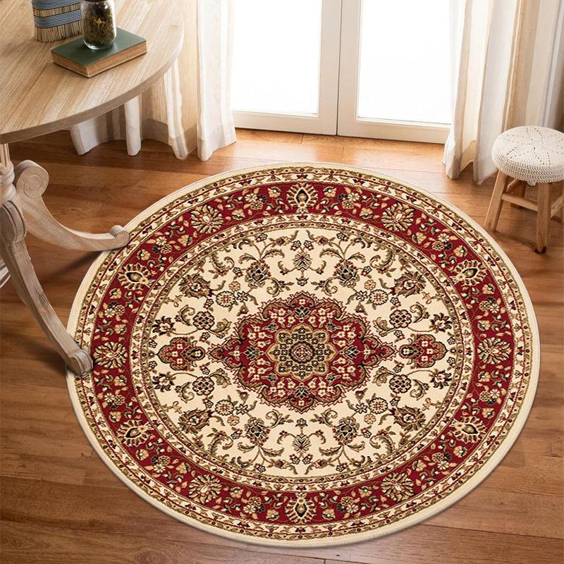 Bohemia Luxusmuster Persischer Rundteppich Waschbare Dekoration Zuhause Leichter Teppich Schlafzimmer Stuhlmatte Rote Teppiche für Wohnzimmer 60cm 23.6 in