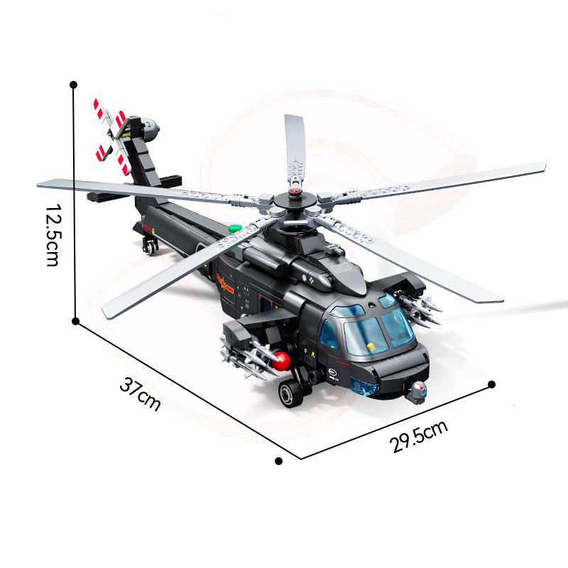 SEMBO BLOCK Z-20T Hubschrauber Militärjäger Bausteine MOC Stadt Armee Flugzeug Steine Kinderspielzeug Weihnachtsgeschenke