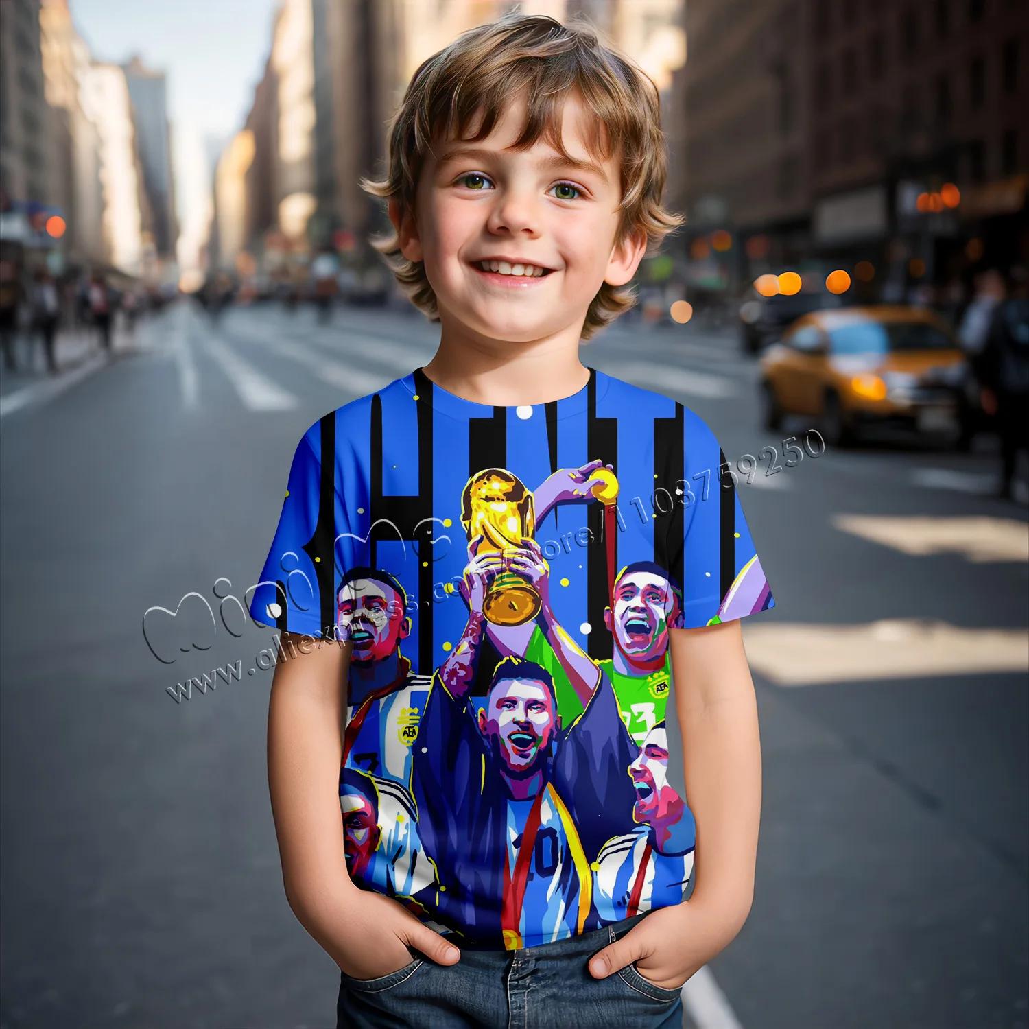 3D-Druck Messi Fußball für 2-14 Jahre Sommer Kinderkleidung Coole T-Shirts für Kinder Stich Jungen Kinderbekleidung 100 blue