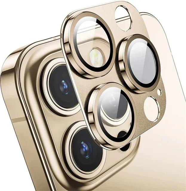Vollständige Abdeckung Metall Kamera Glas Für iPhone 16 Pro Max 13 12 Mini Für iPhone 15 14 11 Pro Max 16 Plus Kameraschutzglas 15 Pro Max goldgelb