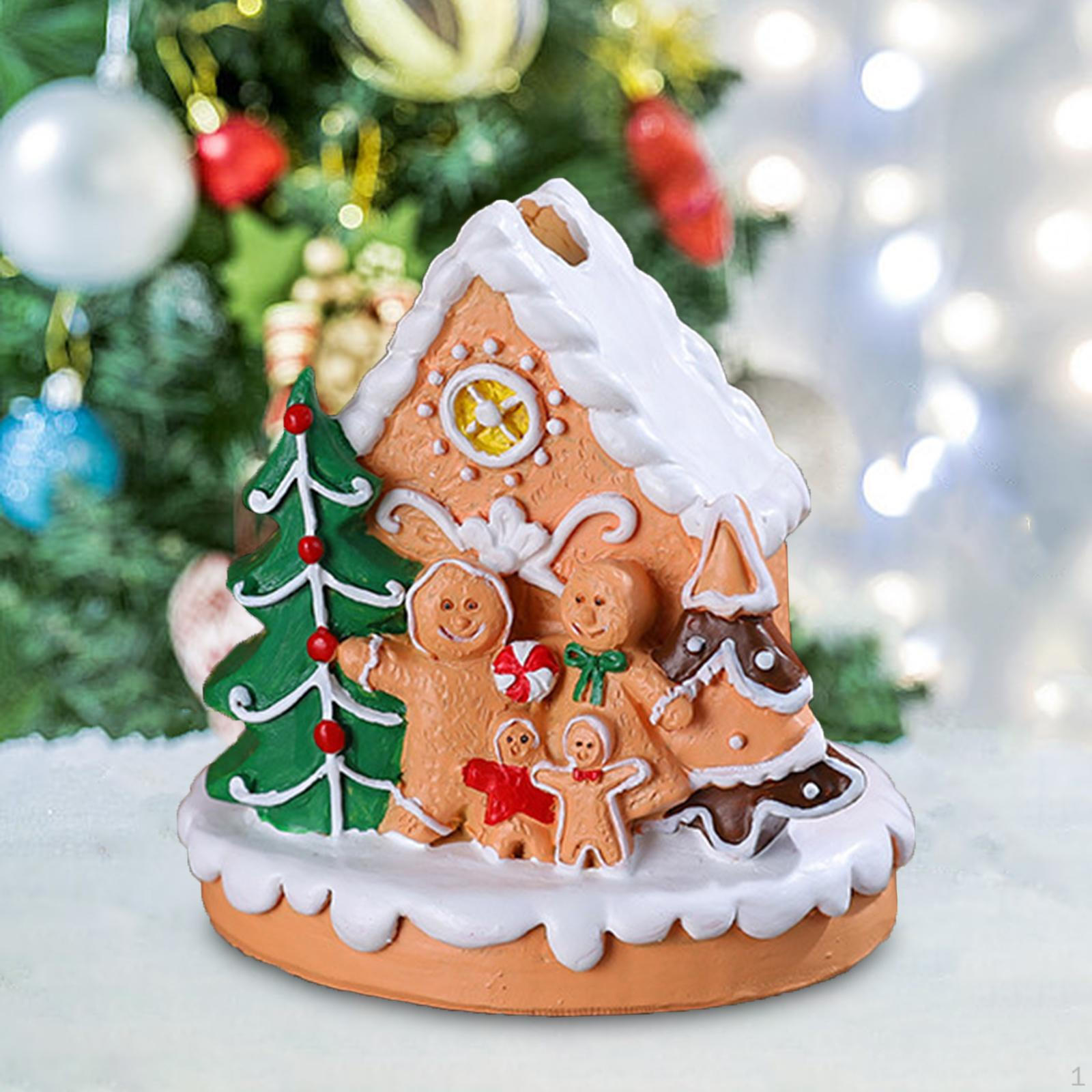 Weihnachten Lebkuchen Haus Figurine Schnee Harz Handwerk Dekor für