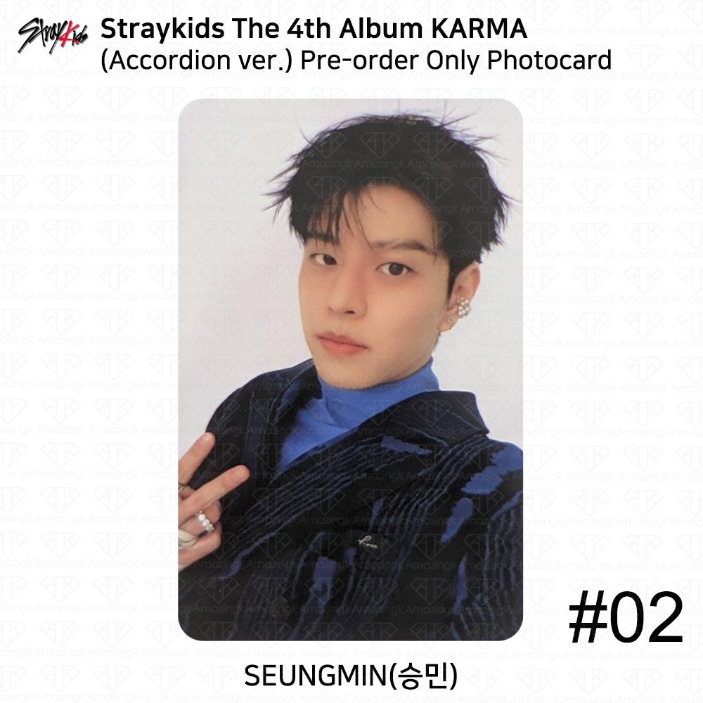 Stray Kids Das 4. Album Karma Akkordeon-Version Offizielle Fotokarte Seungmin Pre-Order