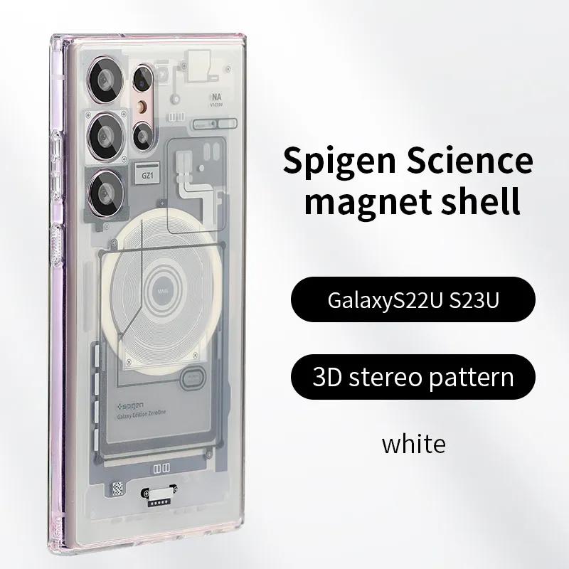 Luxus-Technologie-Chip-Elemente-Telefonhülle für Samsung Galaxy S25 S24 S23 S22 Ultra Plus Magnetische kabellose Aufladung Hochwertige Abdeckung For Samsung S23