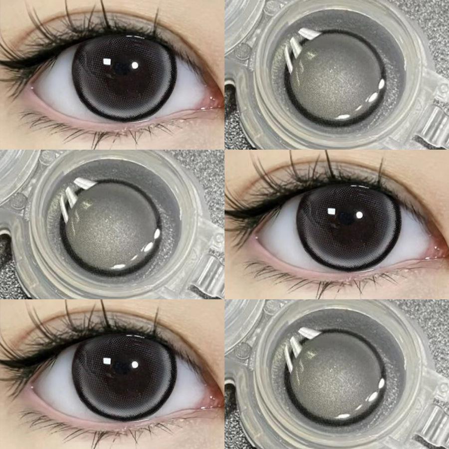 Mill Creek 1 Paar natürliche dunkelgraue Kontaktlinsen, große Augen, extra große Augen, 14,0/14,2/14,5 mm, großer Durchmesser, weiche Hydrogel-Kontaktlinsen, Güteklasse 0 sepia