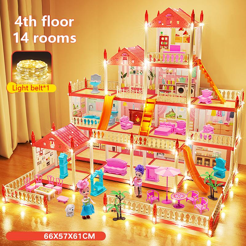 Kindermusik Puppenhaus Montage Villa Haus 3D DIY Traum Prinzessin Schloss Villa Montage Puppenhaus Set Spielzeug Mädchen Familienspielzeug
