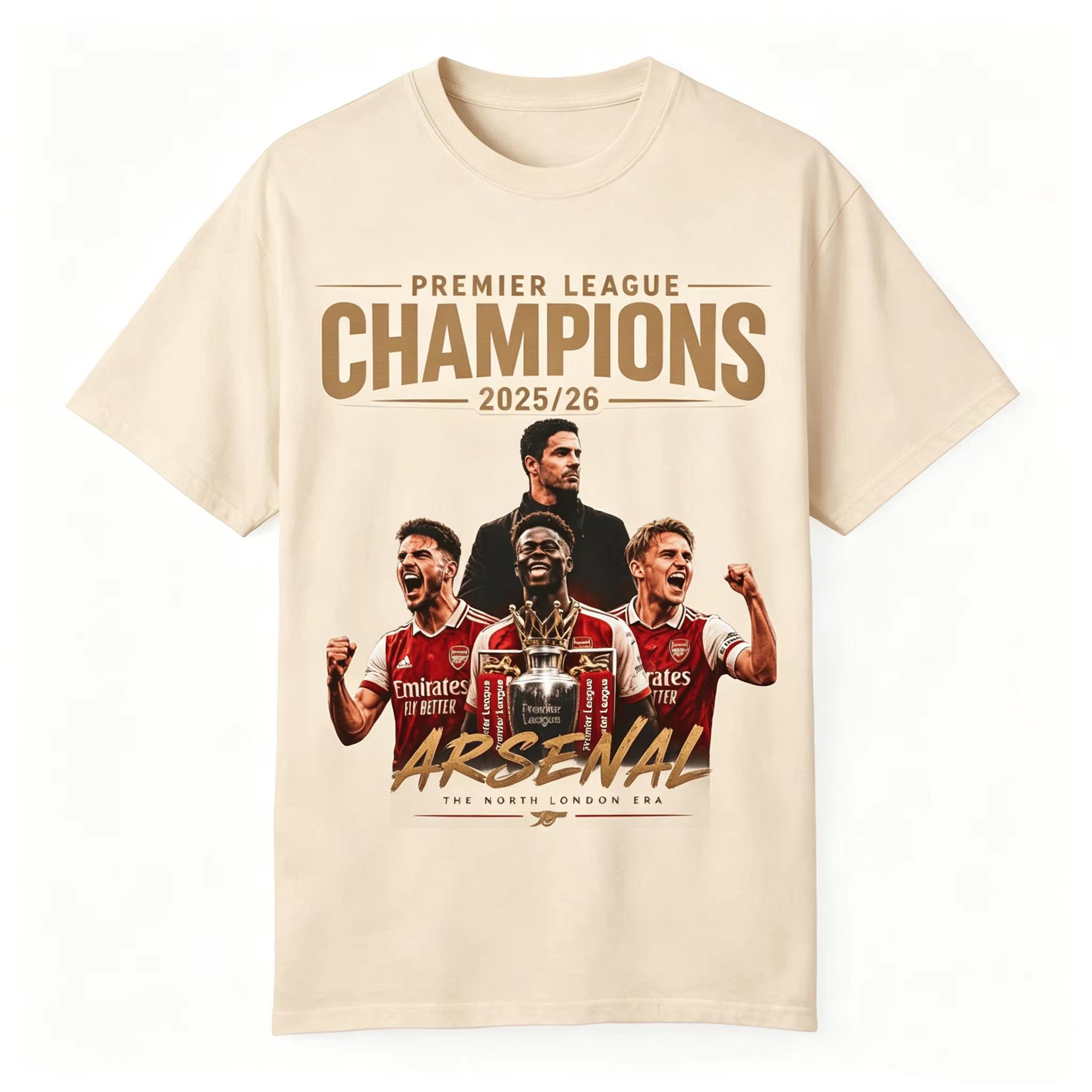 Arsenal Meister T-Shirt Saka T-Shirt Odegard T-Shirt Arsenal Fan T-Shirt 2026 Sommer Neu Unisex Unisex Street Y2k Oversized Unisex T-Shirt XL beige
