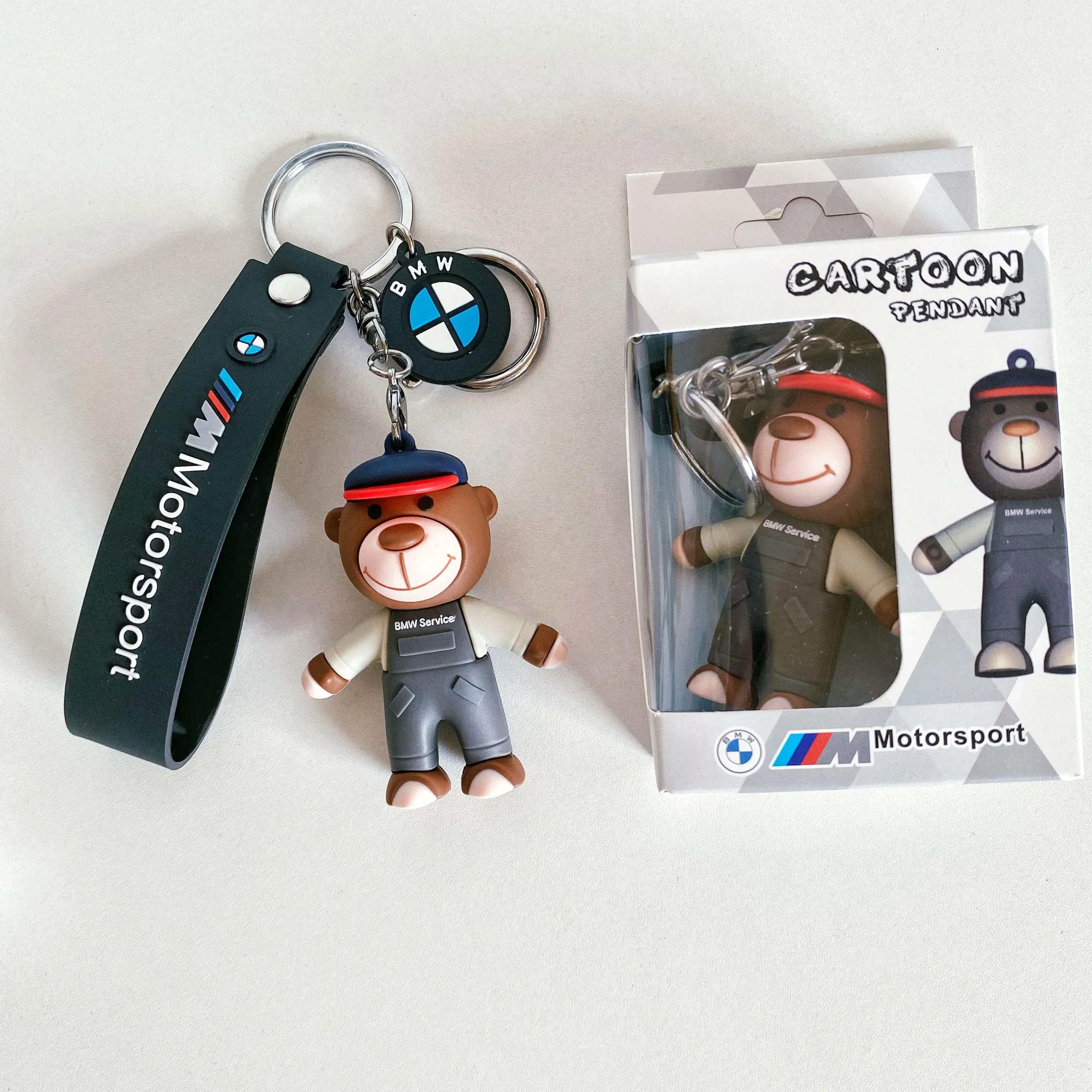 Neue kleine Bärenpuppe Auto Logo BMW Emblem Luxus Auto Schlüsselanhänger für BMW X1 X2 X3 X4 X5 X6 3 5er Serie M2 M3 M4 M5 M6 M7 Zubehör schwarz