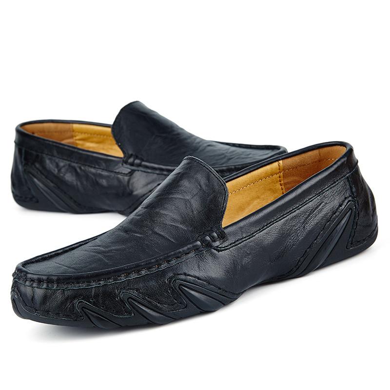 Plus Größe Split Leder Schuhe Männer Loafer Bequeme Casual Schuhe Männer Wohnungen Mokassins Männer Schuhe 44 schwarz