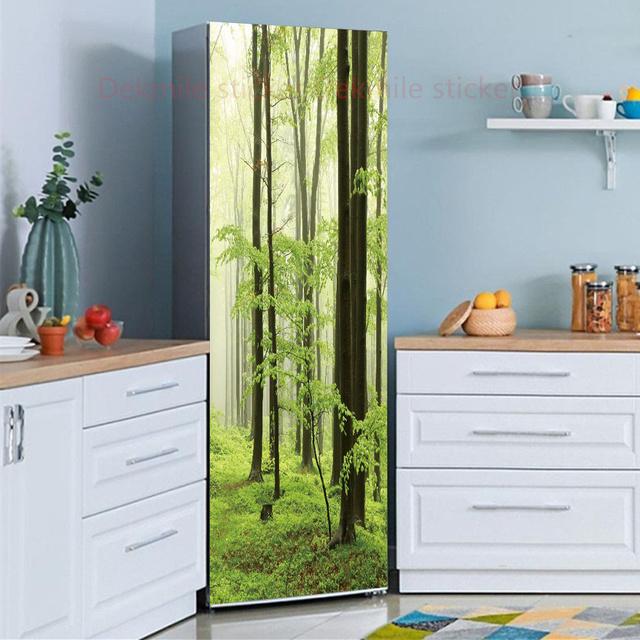 39 Styles For Choice Kühlschrankaufkleber mit Blumenlandschaft, abziehbarer Stick, wasserfest, Doppeltür, Gefrierschrank, Schrank, Dekor, Kunstwandgemälde 60x180cm(not cut)