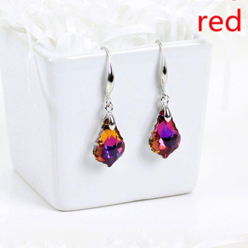 Exquisite Mode Silber Kristall Ohrringe Ohrringe Bunte Barock Ohrringe Romantische Klassische Liebhaber Verlobungsohrringe Jubiläumsgeschenke rot