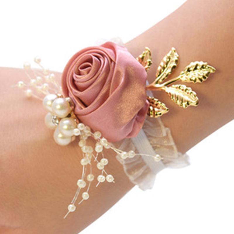 Hochzeit Handgelenkblume Rose Seidenband Braut Corsage Handdeko Armband Brautjungfer Handgelenkblume Hochzeitsbedarf