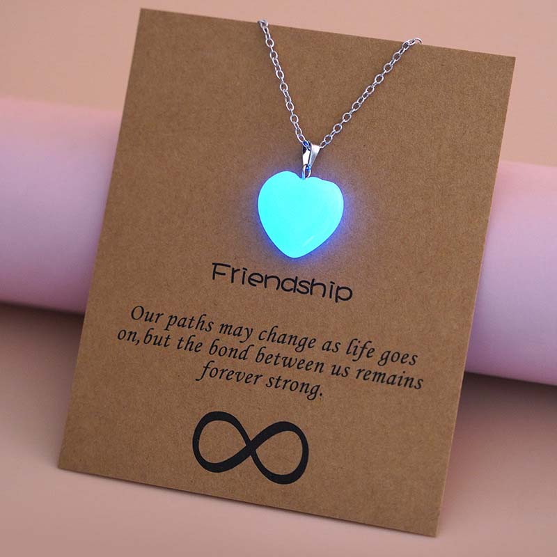 Neue Trendige Blaue Leuchtende Herzförmige Anhänger Halskette für Damen Herren Einfache Leuchtet im Dunkeln Partner Halskette Party Schmuck Geschenke gray