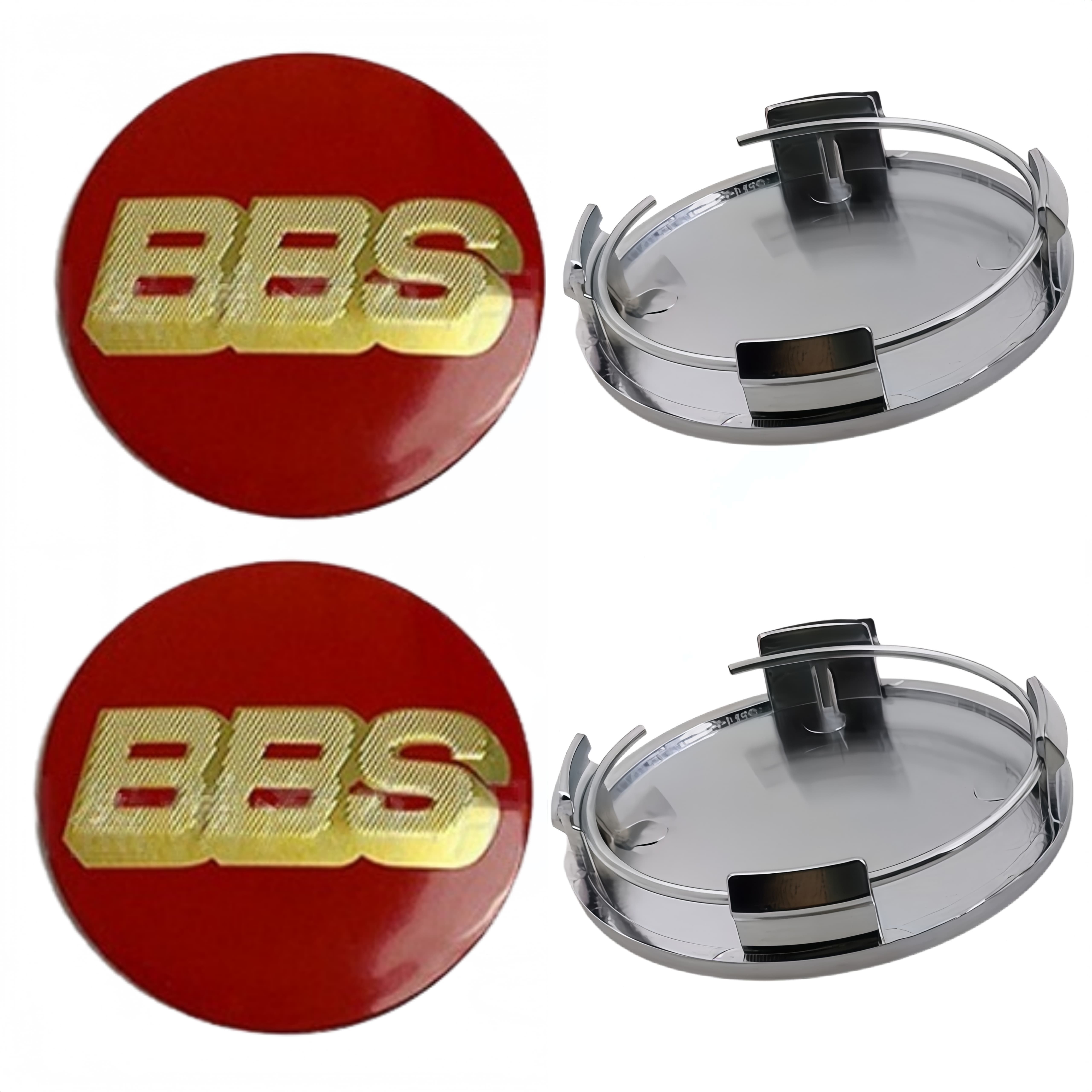 4 Stück 65mm BBS Logo Emblem Plakette Auto Radnabendeckel Räder Radkappen Auto Nabenfelgenabdeckung Ersatz Auto Zubehör Red Gold silber
