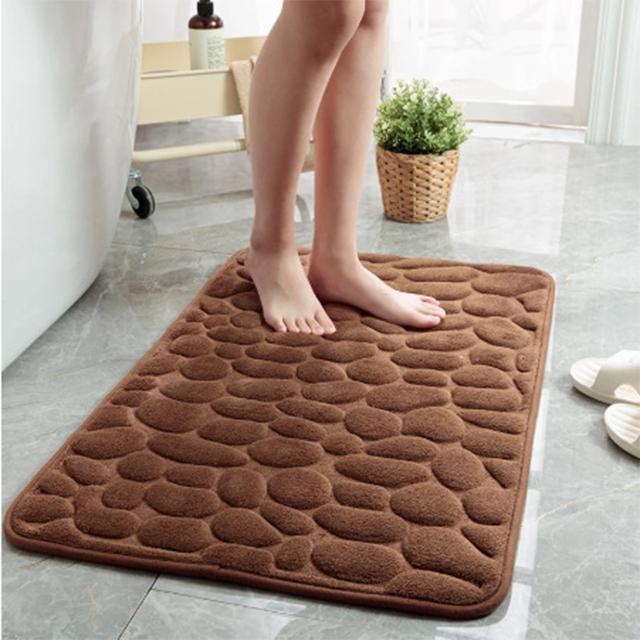 Schöne Badezimmer-Badematte mit Kopfsteinpflaster-Prägung, rutschfeste Teppiche im Waschbecken, Badewanne, seitlicher Bodenteppich, Duschraum-Fußmatte, Memory-Schaum-Pad 50x80cm kaffeebraun