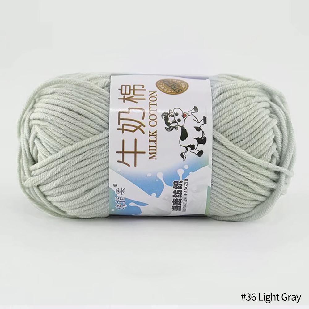 FEIJIEAST 50 g/Rolle Milch-Baumwollgarn, 5-lagig, Handstrickgarn, weich, warm, DIY-Baumwollfäden, Babywolle zum Handstricken, Häkelgarn hellgrau